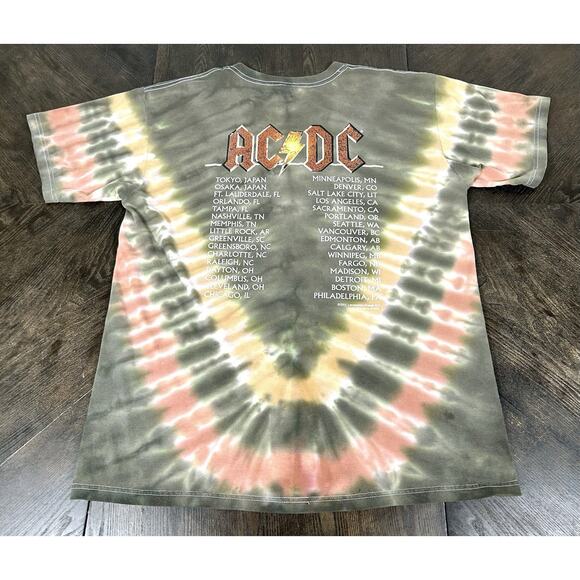 2001 AC/DC Stiff Upper Lip Tour Concert Band T Shirt Double Sided Tie Dye Mens L - Picture 12 of 15